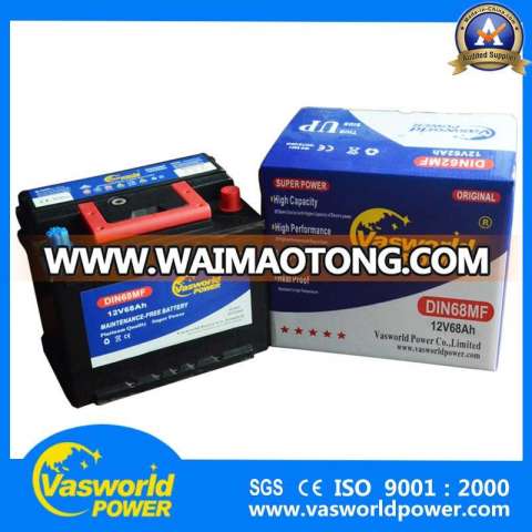 12V DIN68 68ah Maintenance Free SMF Storage Battery 68ah